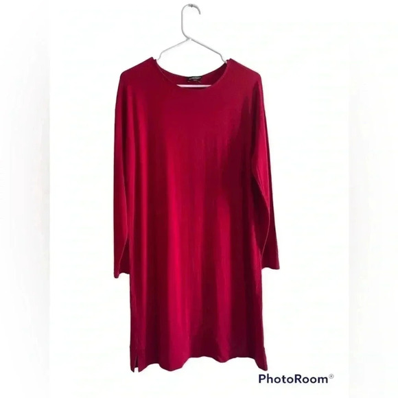 Eileen Fisher Dress Sheath Long Sleeve Jersey Stretch Casual - Picture 1 of 7